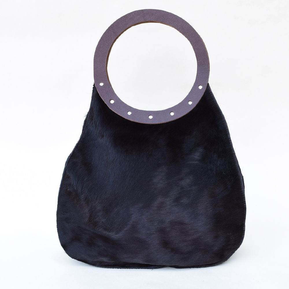Black Hair-On Cowhide Pear Bag Handbags Pear Bags