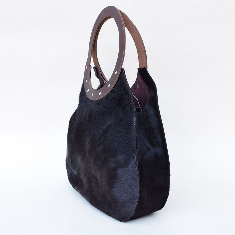 Black Hair-On Cowhide Pear Bag Handbags Pear Bags