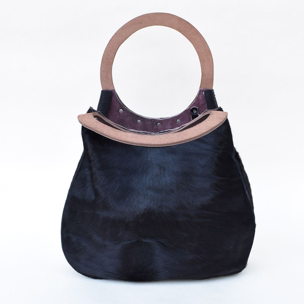 Black Hair-On Cowhide Pear Bag Handbags Pear Bags